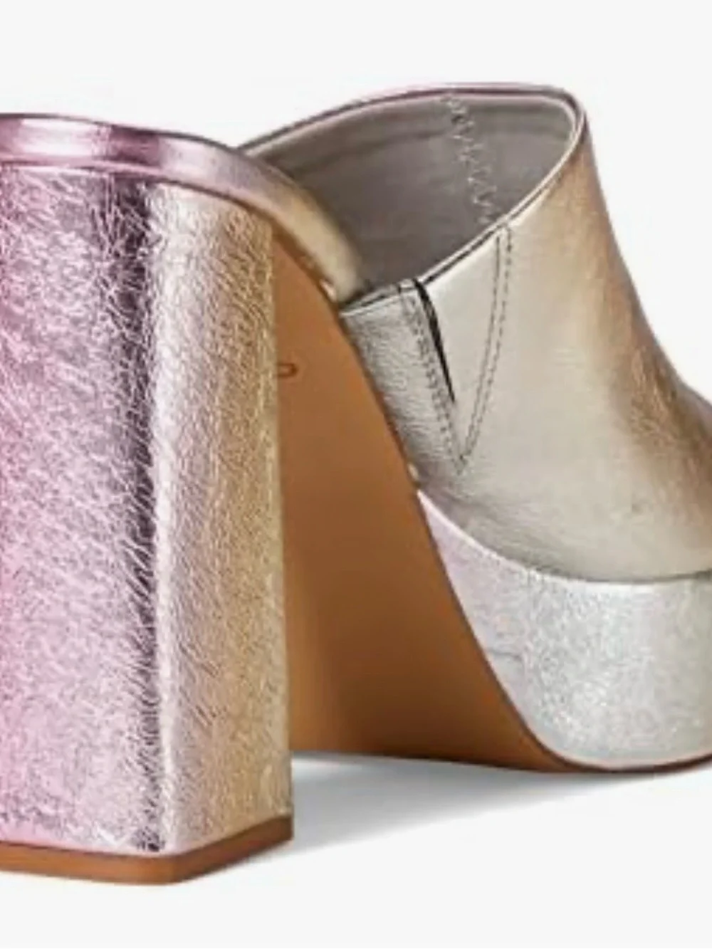 Aldo Cassey Leather Iridescent Metallic Platform Mules 8.5